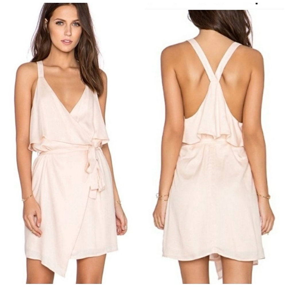 Lucca x Revolve Ruffle Wrap Dress in Blush